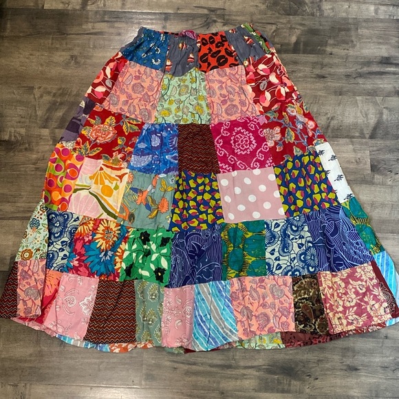 100% cotton Imported India Boho Handmade Patchwork Maxi Skirt NEW - Picture 1 of 4